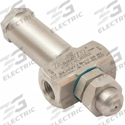 EXAIR Atomizing Spray Nozzle: Pressure, 0.6 scfm, Narrow Angle Round, 1/4 in FNPT - Internal Mix Air-Atomizing Spray Nozzles