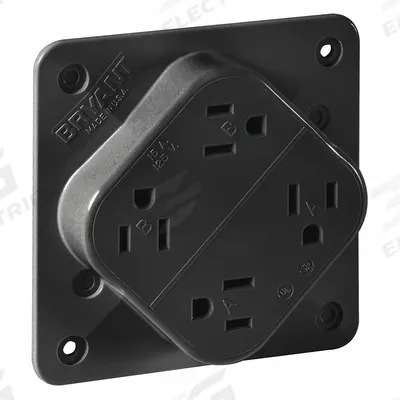 BRYANT Receptacle: Quad, 5-15, Black, 125V AC, 15 A, 2 Pole / 3 Wire (MPN 1254BLK) - General Purpose Receptacles