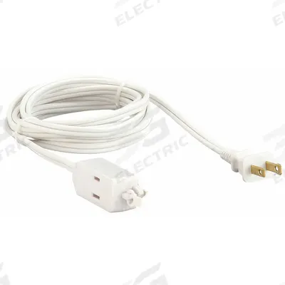APPROVED VENDOR Extension Cord: Indoor Use, 9 ft Lg, 3 Outlets, 1-15P, 16/2, SPT-2, White - Indoor Extension Cords with Multiple Outlets