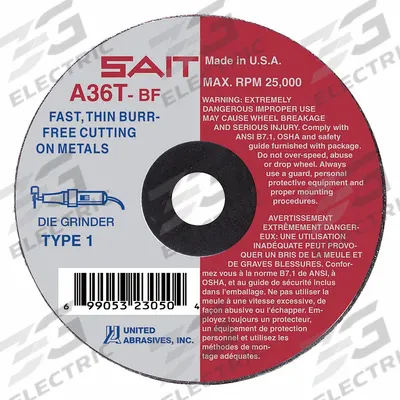 UNITED ABRASIVES-SAIT Abrasive Cut-Off Wheel: Type 1, 4 in x 1/16 in x 5/8 in, Aluminum Oxide - General Purpose Cut-Off Wheels for Carbon & Stainless Steel