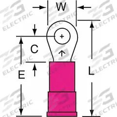 3M Ring Terminal: Red, Vinyl Insulation, #6 Stud Size, 22 AWG to 18 AWG Wire Sizes, 600 V (MPN MV18-6R/SK). Key specifications — attr1308027: 3M; attr1356513: MV18.