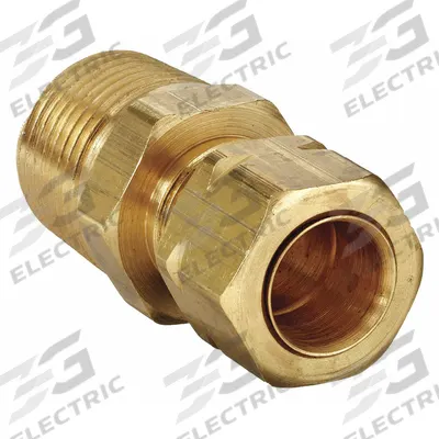 PARKER Compression Fitting Adapter: 1/2 in OD x 1/2 in Pipe Fitting Size, Compression x MNPT - Self-Aligning Brass Compression Fittings