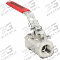 KECKLEY Manual Two-Way Ball Valve: 1/2 in, Stainless Steel, Straight, FNPT x FNPT, One-Piece (MPN BVS2THFSSRGSL-050). Key specifications — Brand: KECKLEY; Handle: Locking Lever.