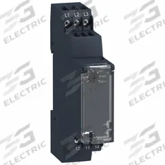 SCHNEIDER Relay: DIN-Rail Mounted, 5 A Current Rating, 183 to 528V AC, 6 Pins/Terminals (MPN RM17TT00). Key specifications — Monitored Parameters: Phase Failure; Manufacturer Part Number: RM17TT00; Brand: SCHNEIDER.