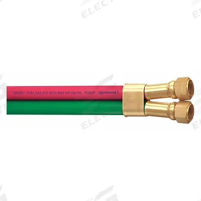 CONTINENTAL Twin Line Welding Hose: 3/16 in Hose Inside Dia., Green/Red, F Crimp x F Crimp - Grade T Twin-Line Welding Hose Assemblies