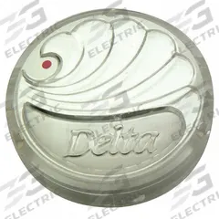 DELTA Index Button: Acrylic, For Hot Handle Type, Color Index, Red, 1 1/2 in Overall Dia, 10 PK (MPN RPB21912). Key specifications — Material: Acrylic; Brand: DELTA; For Handle Type: Hot; Index Color: Red; Index Style: Color.