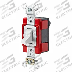 LEVITON Wall Switch: Toggle Switch, 3-Way, Maintained, White, 120/277V AC, 20 A (MPN M1223-W). Key specifications — Illuminated: No; Voltage Rating: 120/277V AC.