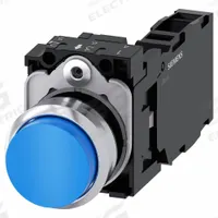 SIEMENS Extended Push Button Operator: Non-Illuminated, Extended Profile, Non-Metallic, 22 mm (MPN 3SU1150-0BB50-1FA0). Key specifications — Brand: SIEMENS; Action: Momentary; Series: 3SU; Push Button Material Type: Non-Metallic.