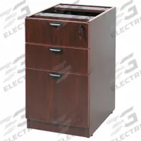 BOSS Desk Pedestal: Mahogany, 3 Drawers, 16 in Overall Wd, 28 1/2 in Overall Ht, 22 in Overall Dp (MPN N166-M). Key specifications — Brand: BOSS; Color: Mahogany; Product Type: Hanging File Cabinet.