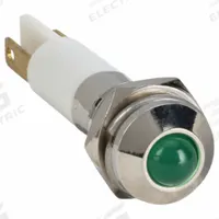 APPROVED VENDOR Raised Panel Light: 5/16 in Panel Mounting Hole Dia, LED, Green, Raised Head, M08 (MPN 24M050). Key specifications — Brand: APPROVED VENDOR; Electrical Connection: 0.11 Male Quick Disconnect.