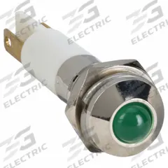 APPROVED VENDOR Raised Panel Light: 5/16 in Panel Mounting Hole Dia, LED, Green, Raised Head, M08 (MPN 24M050). Key specifications — Brand: APPROVED VENDOR; Electrical Connection: 0.11 Male Quick Disconnect.