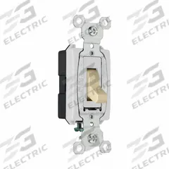 PASS & SEYMOUR Wall Switch: Toggle Switch, Single Pole, Maintained, Ivory, 120/277V AC, 20 A (MPN CSB20AC1I). Key specifications — Brand: PASS & SEYMOUR; Illuminated: No; Voltage Rating: 120/277V AC.