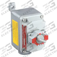 Selector Switch Control Station: 1 Gang, Selector Switch, 4NO/4NC, Hand/Auto, 0 Pilot Lights, 1 in (MPN EFDB110-35). Key specifications — Legend: Hand/Auto; Action: Maintained; Contact Form: 4NO/4NC; Brand: APPLETON ELECTRIC; Operator Configuration Type: (1) Selector Switch.