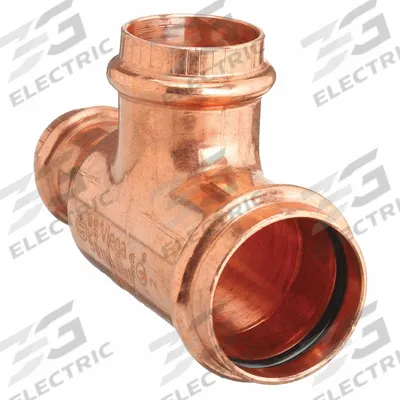VIEGA PROPRESS Crimp Tee Fitting: Tee, 1 in CTS x 3/4 in CTS x 1/2 in CTS size - Plumbing Copper & Bronze Press Tube Fittings