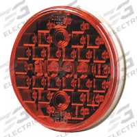 MAXXIMA Stop/Turn/Tail Light: LED, Stop Light, Red, Round, 4 5/16 in Overall Dia, 2 in Overall Dp (MPN M42320R). Key specifications — Standards: SAE J592; Electrical Connection: PL-3 Connector; Brand: MAXXIMA; Installation Type: Permanent; Lens Color: Red; Mount Type: Grommet; Lighting Technology: LED; Light Type: Stop Light.