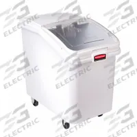 RUBBERMAID COMMERCIAL PRODUCTS Mobile Bulk Storage: 150 qt Capacity, White, 28 in Overall Ht (MPN FG360388WHT). Key specifications — Lid Included: Yes; Brand: RUBBERMAID COMMERCIAL PRODUCTS; Color: White; NSF Certified: Yes.