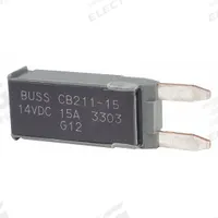 Automotive Circuit Breaker: CB211, 14V DC, 225 A at 14V DC, Blade (MPN CB211-15). Key specifications — Series: CB211; Voltage: 14V DC; Interrupt Rating: 225 A at 14V DC; Terminal Connection: Blade; Circuit Breaker Type: Type I Footprint Circuit Breaker; Brand: BUSSMANN.