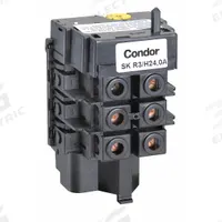 CONDOR USA, INC Thermal Overload (MPN SK-R3/24). Key specifications — Brand: CONDOR USA, INC; Max Current Setting: 24 A; Min Current Setting: 20 A; Phase: Three; Product Type: Thermal Overload for MDR 3 Pressure Switch; Voltage: 600V AC; Manufacturer Part Number: SK-R3/24.