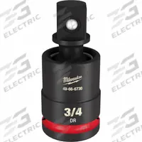 MILWAUKEE Universal Joint: Black Phosphate, 3/4 in Output Drive Size, Square, 3 5/8 in Overall Lg (MPN 49-66-6730). Key specifications — attr1204914: Black Phosphate; attr1204915: Locking Not Included; attr1204918: Square; attr1204937: MILWAUKEE.
