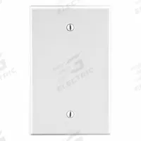 HUBBELL Wall Plate: Blank, 1 Gang, White, Midsize Size (MPN PJ13W). Key specifications — Brand: HUBBELL; Material: Polycarbonate.