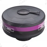 3M Gas Mask Canister: Black/Magenta Color, Threaded, NIOSH, 450-02-11R06, 6 PK. Key specifications — NIOSH Rating: Chloroacetophenone (CN); Color Code: Black; Respirator Connection Type: Threaded; Compatible with Brand and Series: 3M 7800 Series; Manufacturer Part Number: 450-02-11R06.