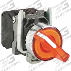 SCHNEIDER Selector Switch: 22 mm Panel Mounting Size, 2 Positions, Short Lever, 1NO/1NC, Metallic (MPN XB4BK125B5). Key specifications — AC Contact Rating: 6 A @ 120 V; Action: Maintained/Maintained; Cam: No Cam Included; DC Contact Rating: 0.1 A @ 600 V; Hazardous Location Specification: Not Rated; Operator Head Material: Plastic; Operator Head Type: Short-Handled Knob; Operator Illumination: Illuminated.
