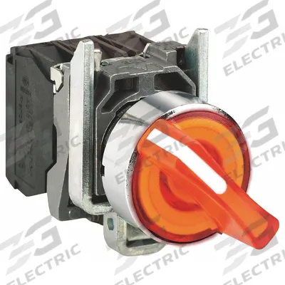SCHNEIDER Selector Switch: 22 mm Panel Mounting Size, 2 Positions, Short Lever, 1NO/1NC - Illuminated Selector Switches