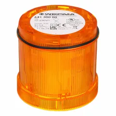 WERMA Tower Light Module: Steady, 120V AC, Amber, 70 mm Overall Dia, 2 5/8 in Overall Ht, 64918010. Key specifications — Brand: WERMA; Compatible with Series: KombiSIGN 71; Lens Color: Amber; Operating Voltage: 120V AC; Manufacturer Part Number: 64918010.