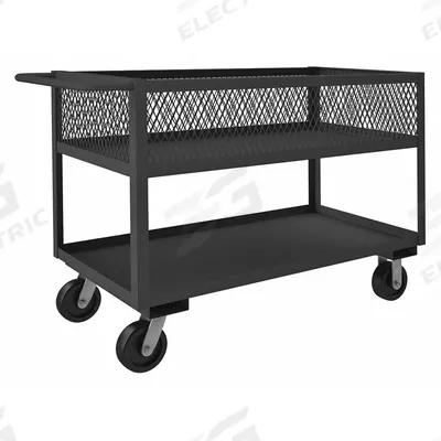 APPROVED VENDOR Utility Cart: 3,600 lb, 48 in L x 24 in W Shelf, 2 Shelves, Gray - Utility Carts With See-Through Ventilated Walls