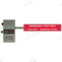 DETEX Exit Door Alarm: 9 V DC, Rim, Gray, Steel, Siren, 100 dB Sound Level (MPN ECL-600 GRAY). Key specifications — Power Source: Battery; Brand: DETEX; Cylinder Type: Rim; Sound Type: Siren; Alarm Body Color: Gray; Alarm Body Material: Steel.