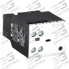 EATON IEC Timer Module: Off Delay, 5 sec – 100 sec, 1NO/1NC, 24V AC/DC Coil (MPN XTCEXTED100C11T). Key specifications — Maximum Voltage Rating: 24V AC/DC; Mounting: Front; Brand: EATON; Compatible with Series: XTRE10B.