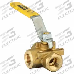 APPROVED VENDOR Manual Three-Way Ball Valve: 3/8 in, Brass, L Flow, FNPT x FNPT x FNPT, Two-Piece (MPN XV533P-6). Key specifications — Brand: APPROVED VENDOR; Handle: Lever.