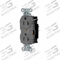 HUBBELL Receptacle: Duplex, 5-20, Gray, 125V AC, 20 A, 2 Pole / 3 Wire (MPN 5362STGY)
