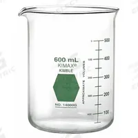 KIMBLE Colorware Beaker: 400 mL, 13.53 fl oz, A, Low Form, Type I, Green, Borosilicate Glass (MPN 14000G-400). Key specifications — attr1371034: Type I; attr1371051: KIMBLE; attr1371062: Green.