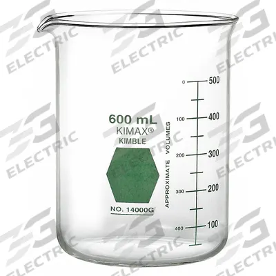 KIMBLE Colorware Beaker: 400 mL, 13.53 fl oz, A, Low Form, Type I, Green - Color Coded Low Form Glass Beakers