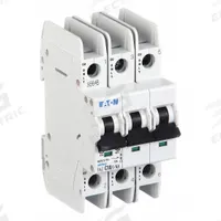 EATON IEC Miniature Circuit Breaker: 10 A Amps, 48/96V DC, 10kA at 277/480V AC, Screw Clamp, C (MPN FAZ-C10/3-NA). Key specifications — DC Voltage Rating: 48/96V DC; Max. AIR Rating: 10kA at 277/480V AC; Terminal Connection: Screw Clamp; Brand: EATON.