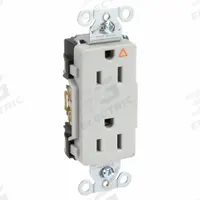 HUBBELL Receptacle: Decorator Duplex, 5-15, Gray, 125V AC, 15 A, 2 Pole / 3 Wire (MPN IG15DRGRY)