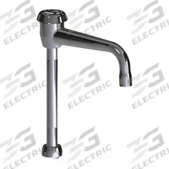 CHICAGO FAUCETS Spout: Spout, Gooseneck, Swivel Spout, Brass, Polished Chrome, Laminar, UNEF (MPN GN2BVBJKCTF). Key specifications — Includes: Mounting Hardware; Product Type: Spout; Spout Style: Swivel; Body Material: Brass; Color/Finish: Polished Chrome; Brand: CHICAGO FAUCETS.