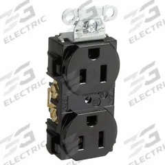 HUBBELL Receptacle: Duplex, 5-15, Black, 125V AC, 15 A, 2 Pole / 3 Wire (MPN BR15BLK)
