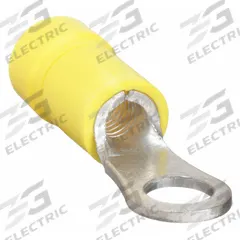 PANDUIT Ring Terminal: Yellow, Vinyl Insulation, 3/8 in Stud Size, 12 AWG to 10 AWG Wire Sizes (MPN PV10-38R-L). Key specifications — attr1308027: PANDUIT.