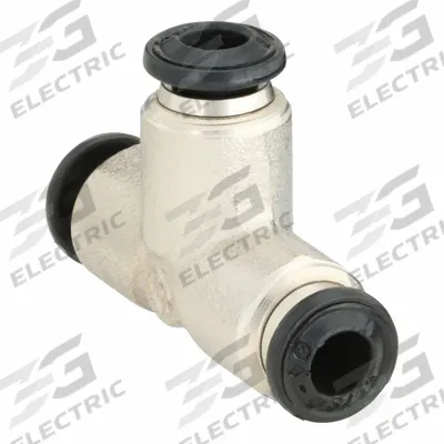AIGNEP USA Push-Fit Tee Fitting: 5/16 in OD x 5/16 in OD x 5/16 in OD Size, Nickel - Nickel-Plated Brass Tube Fittings