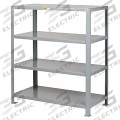 LITTLE GIANT Metal Shelving: Heavy-Duty, Standalone, 48 in x 24 in, 72 in Overall Ht, 4 Shelves (MPN 4SH-2448-72). Key specifications — Brand: LITTLE GIANT; Finish: Powder Coated; Color: Gray.