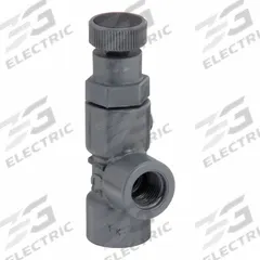 HAYWARD Globe Valve: For Fluids Media, PVC, Angle, 1/2 in Pipe Size, FNPT x FNPT, Female, NPT, NPT (MPN AV10050T). Key specifications — Brand: HAYWARD; Stem: Rising.