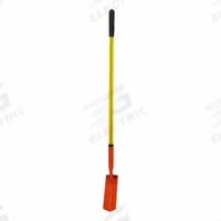 NUPLA Trenching Shovel V-Type Blade: Steel Blade, 14 ga, Straight Handle Type, Fiberglass Handle (MPN 75.69-204). Key specifications — Blade Color: Red; Handle Color: Yellow; Blade Material: Steel.