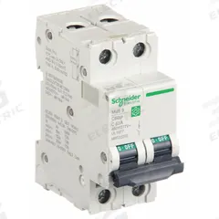 SCHNEIDER IEC Supplementary Protector: 63 A Amps, 10kA at 240V AC, Screw Clamp, C60SP, C (MPN M9F22263). Key specifications — Terminal Connection: Screw Clamp; AC Voltage Rating: 240/415/440V AC; Curve Type: C; DC Voltage Rating: Not Rated; Max. AIR Rating: 10kA at 240V AC; Series: C60SP; Brand: SCHNEIDER.