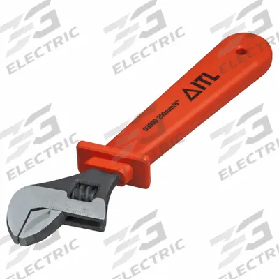 ITL Adjustable Wrench: Nylon Thermoplastic, Chrome, 8 in Overall Lg - Insulated Adjustable Wrenches