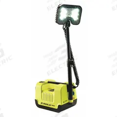 PELICAN Temporary Job Site Light: LED, 1,600 lm Max Brightness, 1 No. of Brightness Levels, IP54 (MPN 9455). Key specifications — Operating Voltage: 10V DC; Frame Color: Yellow; Brand: PELICAN.