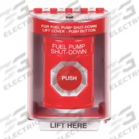 SAFETY TECHNOLOGY INTL Fuel Pump Shutdown Push Button: 4 7/8 in Ht, 3 3/16 in Dp, 3 1/4 in Wd, Red (MPN SS2071PS-EN). Key specifications — Color: Red; Product Type: Fuel Pump Shutdown Push Button; Operation Type: Push Button; ADA Compliant: Yes; Brand: SAFETY TECHNOLOGY INTERNATIONAL.