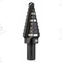 MILWAUKEE Step Drill Bit: 1/4" to 3/4", Black Oxide HSS, 3-Flats Shank (MPN 48-89-9203). Key specifications — attr1234936: Not Impact Rated.