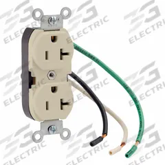 LEVITON Duplex Receptacle Outlet: Duplex, 5-20, Ivory, 125V AC, 20 A, 2 Pole / 3 Wire (MPN 5340-I)